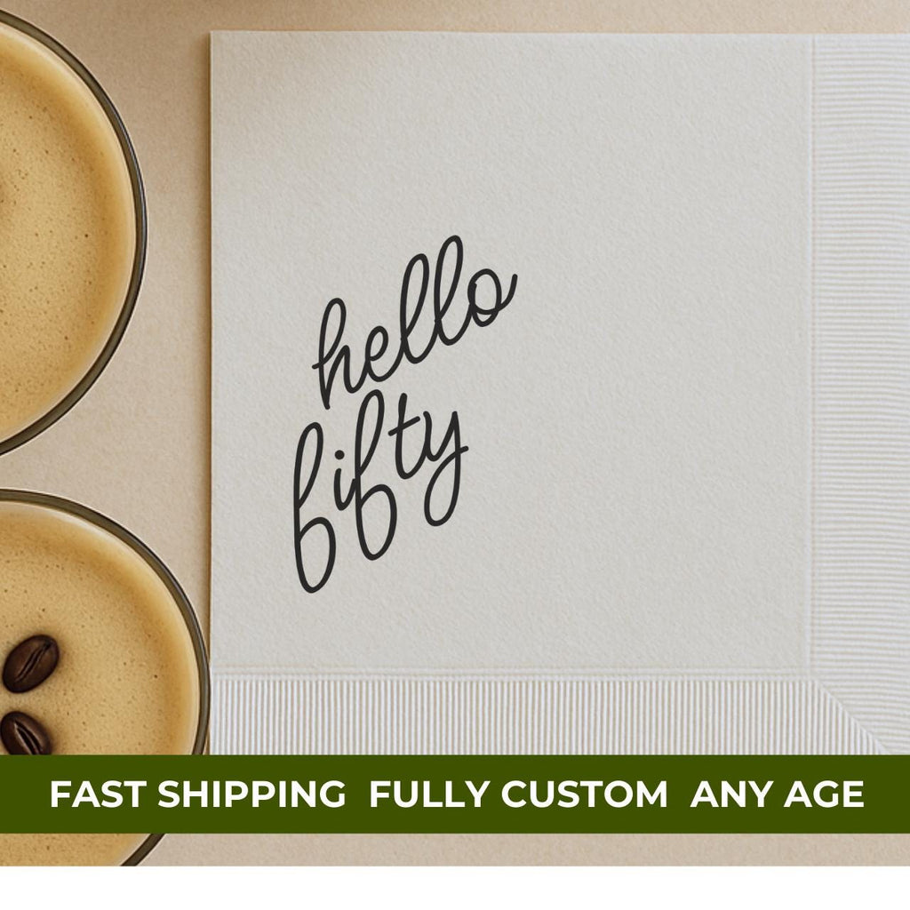 Hello Fifty | Personalized 50th Birthday Napkins