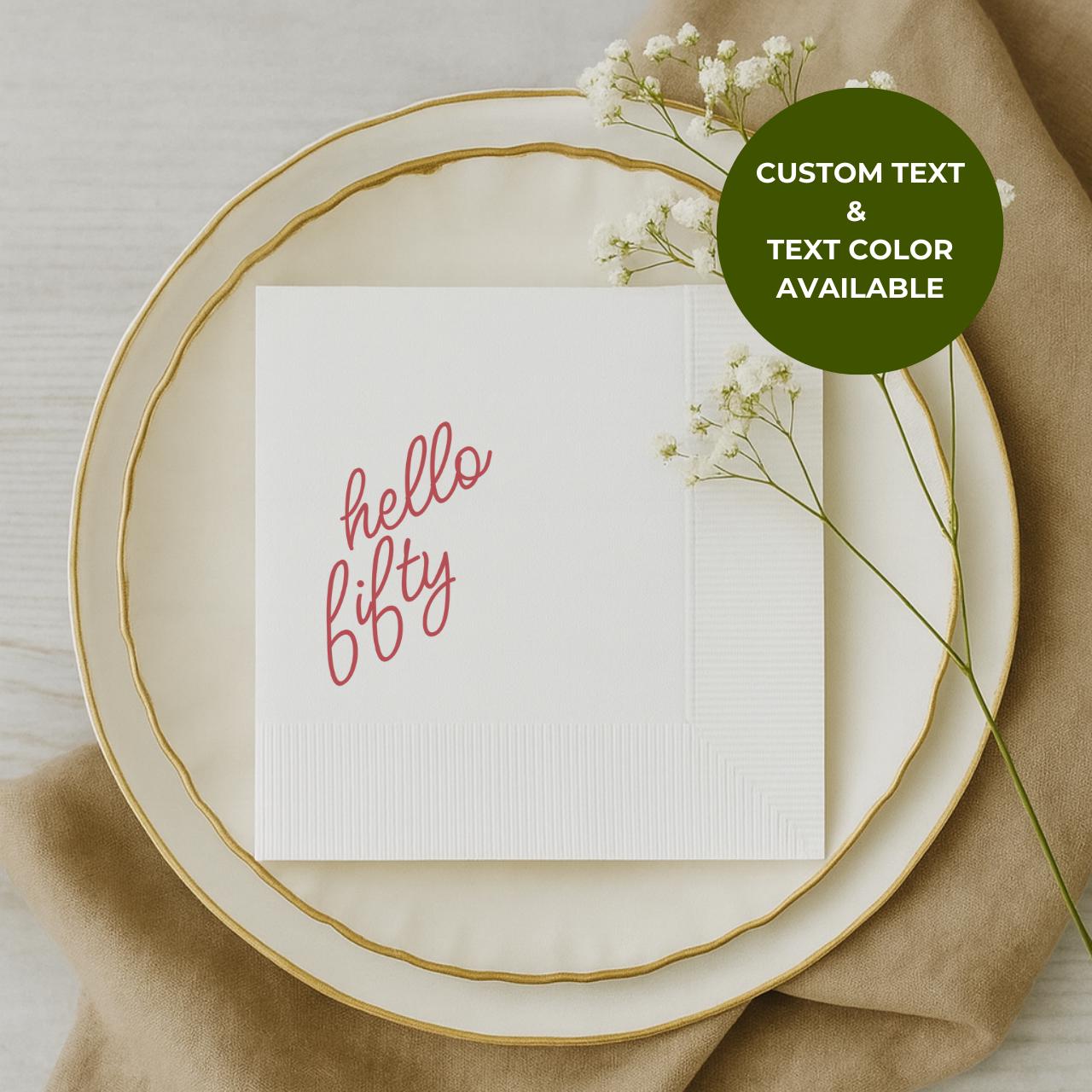 Hello Fifty | Personalized 50th Birthday Napkins