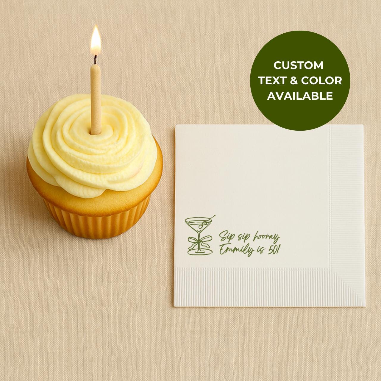 Sip Sip Hooray | Personalized 50th Birthday Napkins