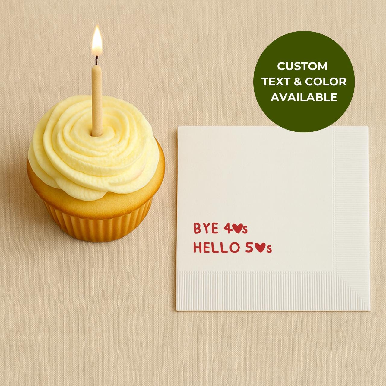 Bye 40's Hello 50's | Personalized 50th Birthday Napkins