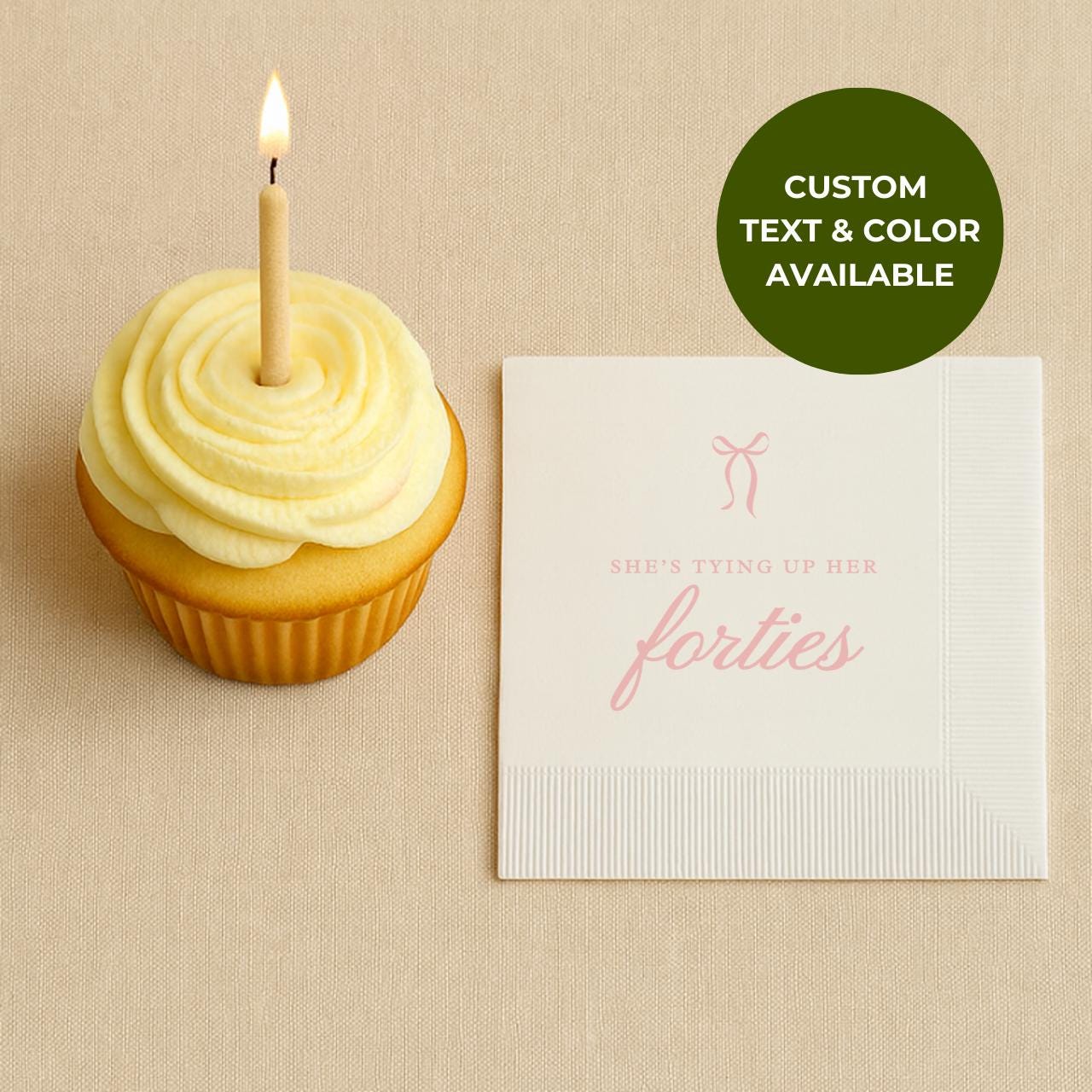 She's Tying Up Her Forties | Personalized 50th Birthday Napkins