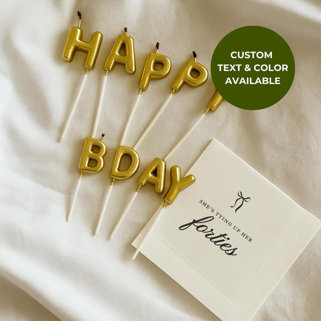 She's Tying Up Her Forties | Personalized 50th Birthday Napkins