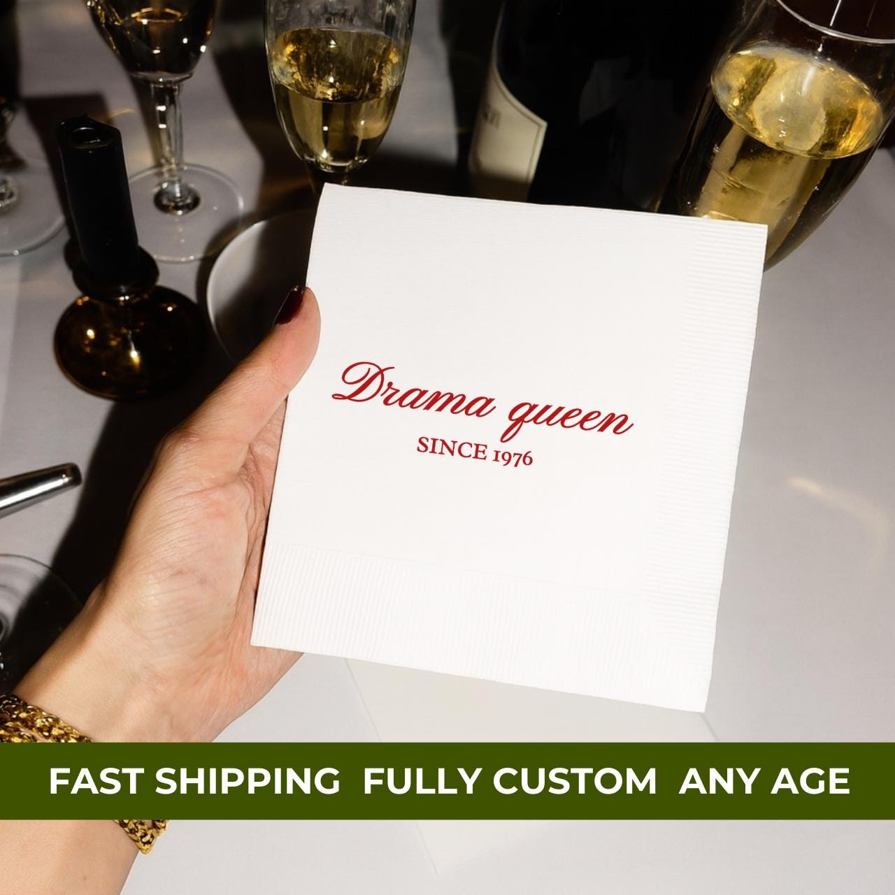 Drama Queen Since 1976 | Personalized 50th Birthday Napkins