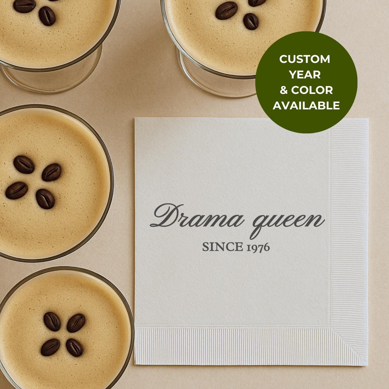 Drama Queen Since 1976 | Personalized 50th Birthday Napkins