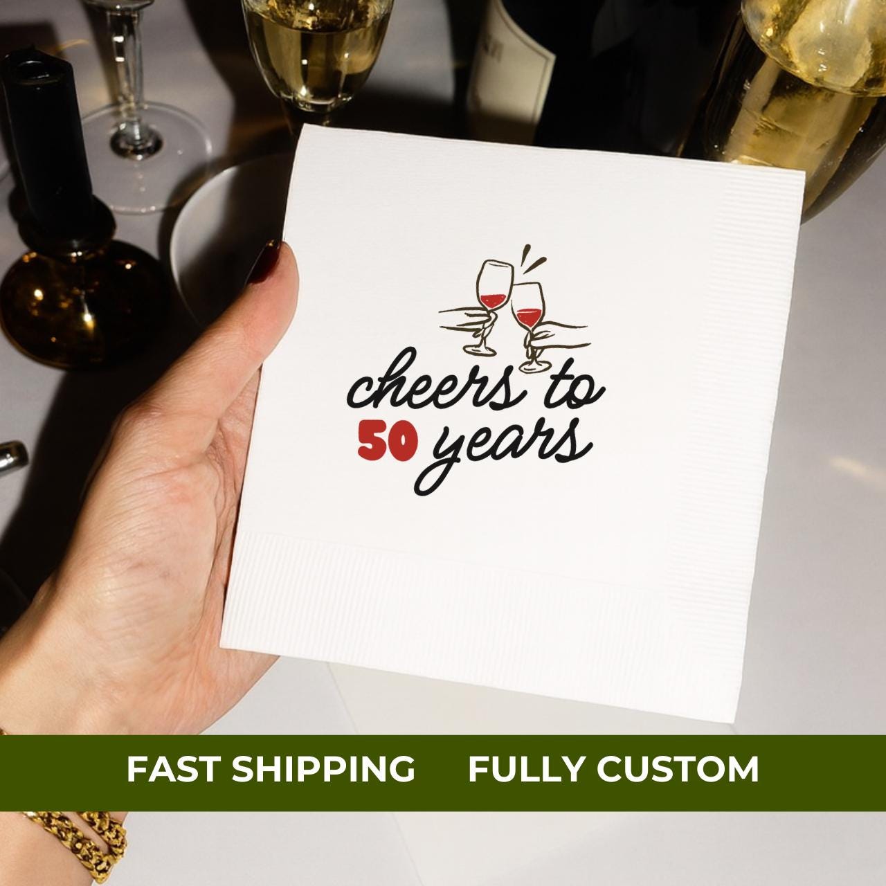 Cheers to 50 Years | Personalized 50th Birthday Napkins
