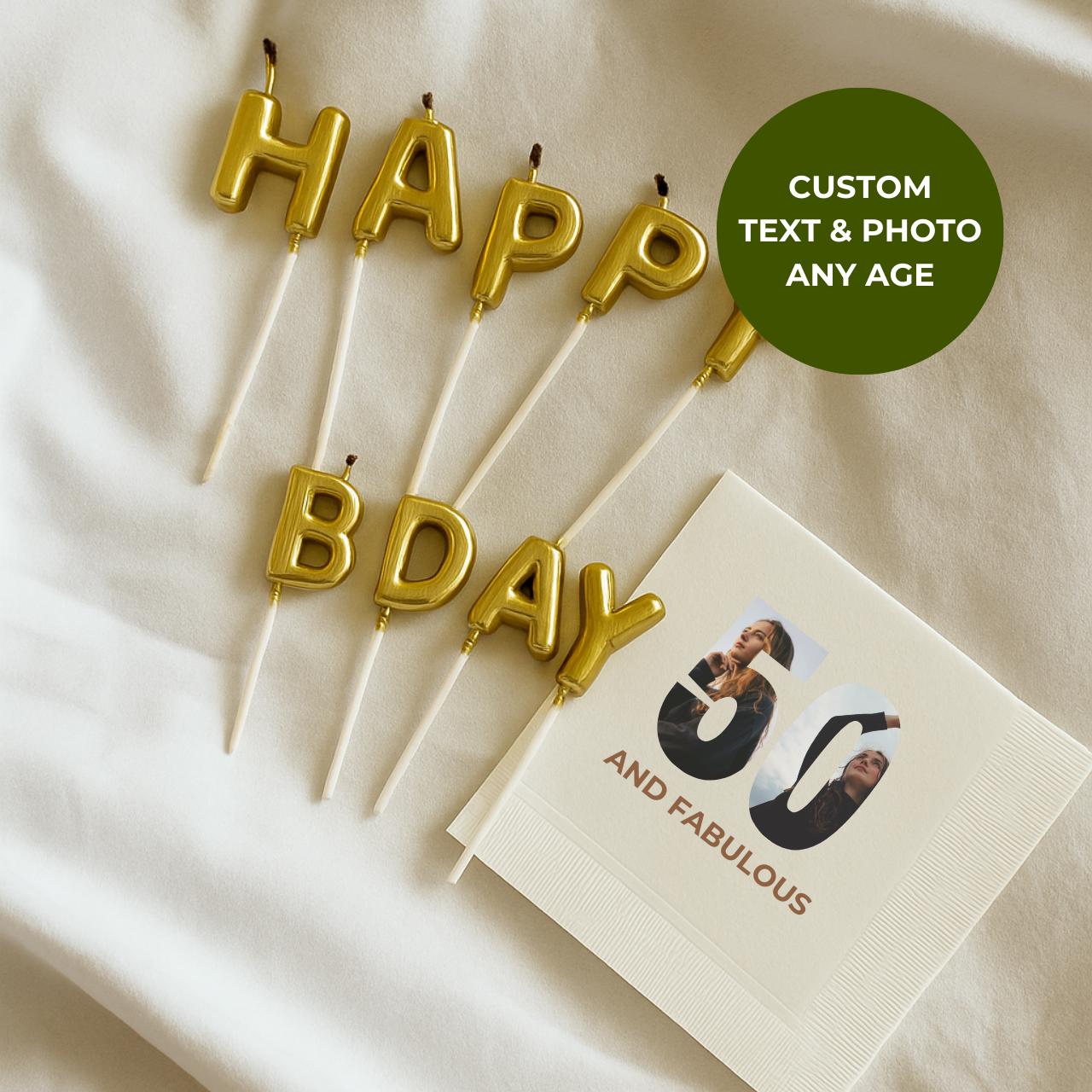 50 and Fabulous With Photo | 50th Birthday Napkins