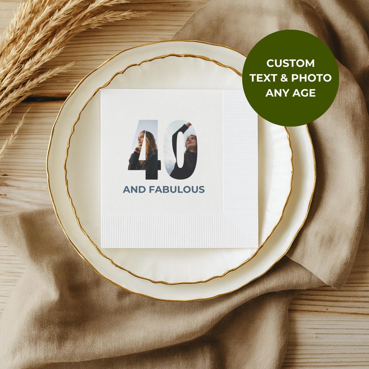 50 and Fabulous With Photo | 50th Birthday Napkins