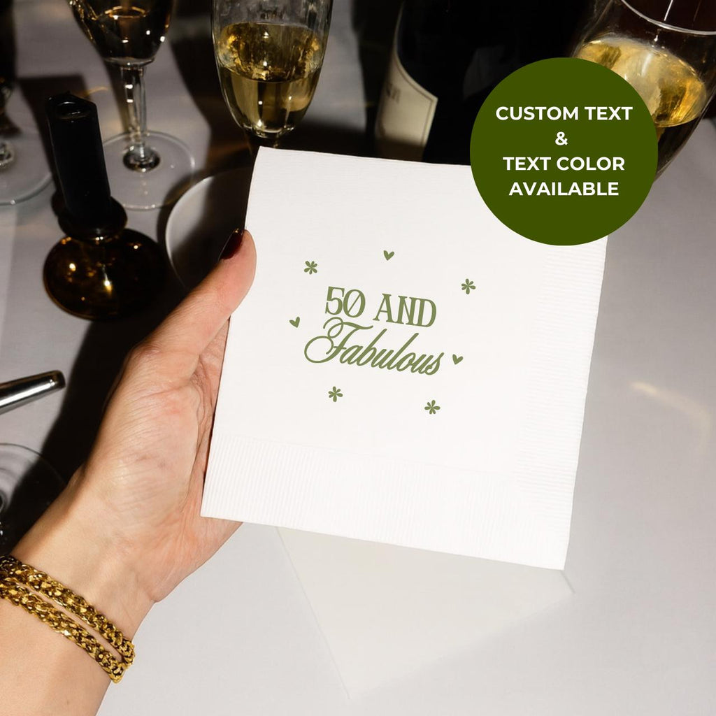 50 and Fabulous | Personalized 50th Birthday Napkins
