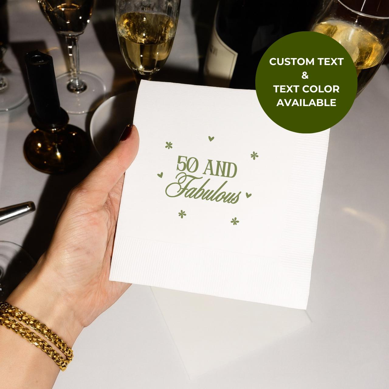 50 and Fabulous | Personalized 50th Birthday Napkins