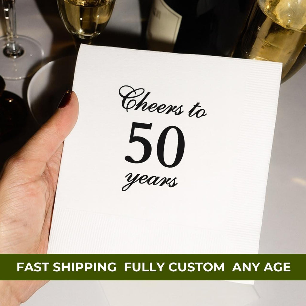 Cheers to 50 Years | Custom 50th Birthday Napkins