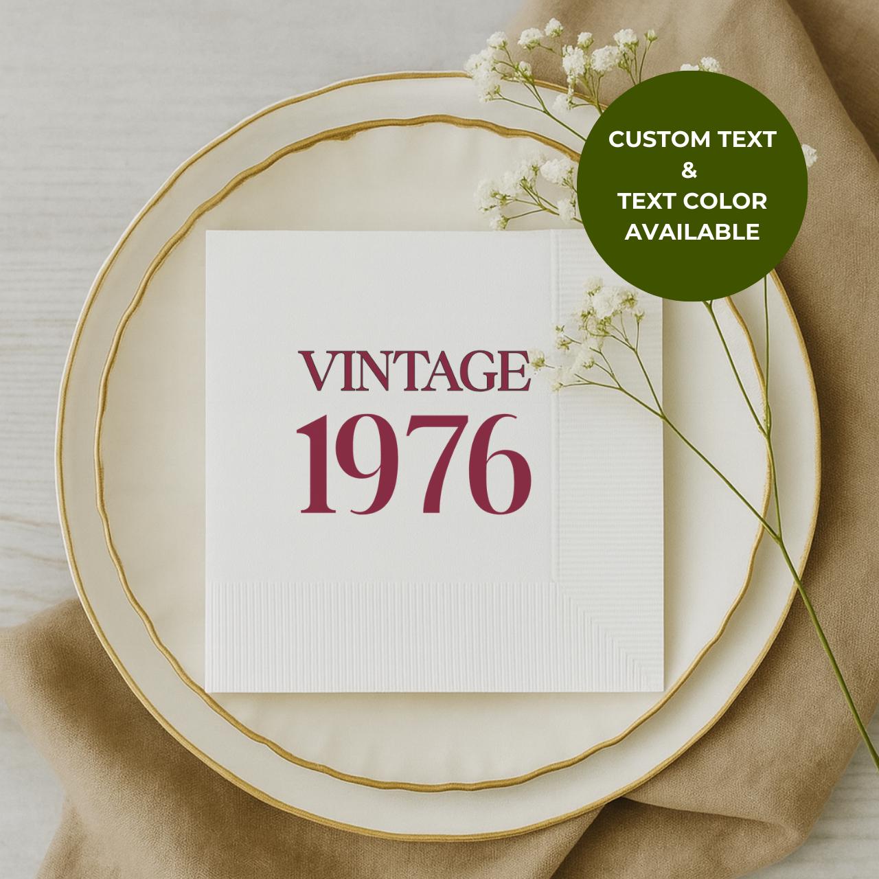 Vintage 1976 | Personalized 50th Birthday Napkins