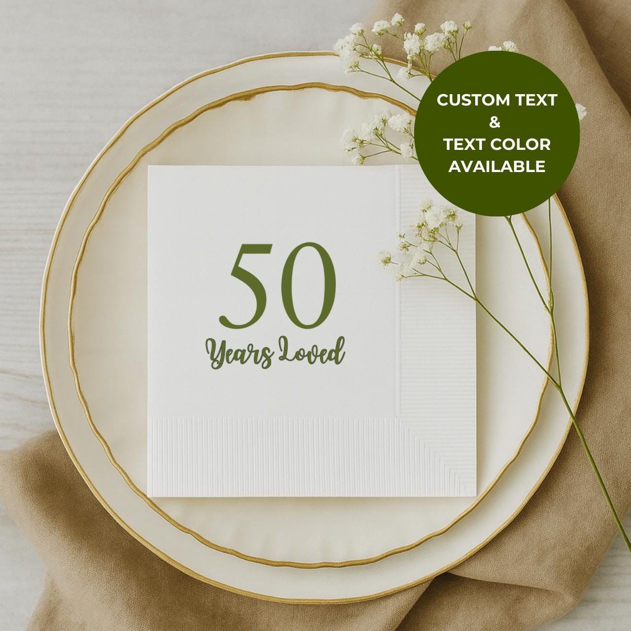 50 Years Loved | Personalized 50th Birthday Napkins