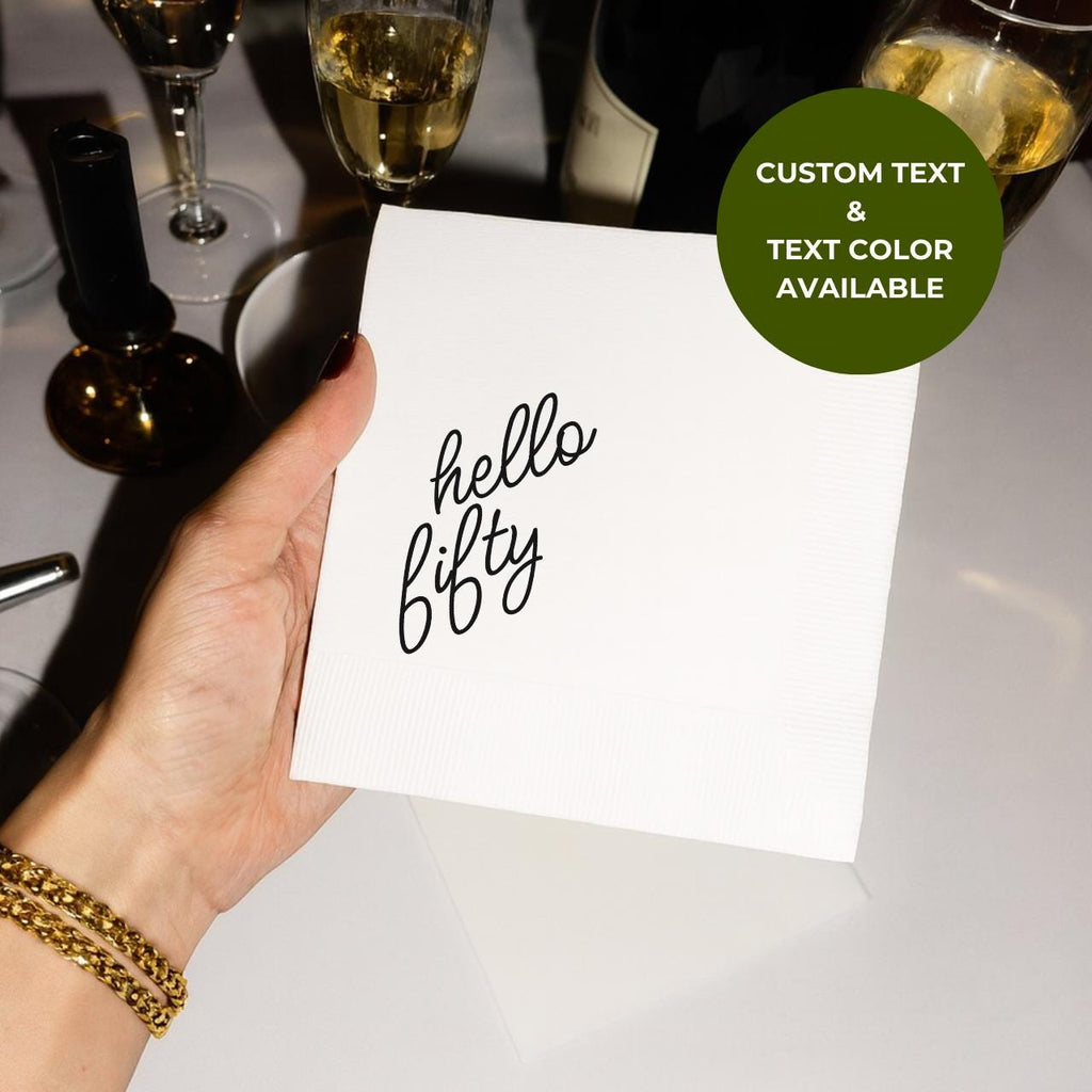 Hello Fifty | Personalized 50th Birthday Napkins