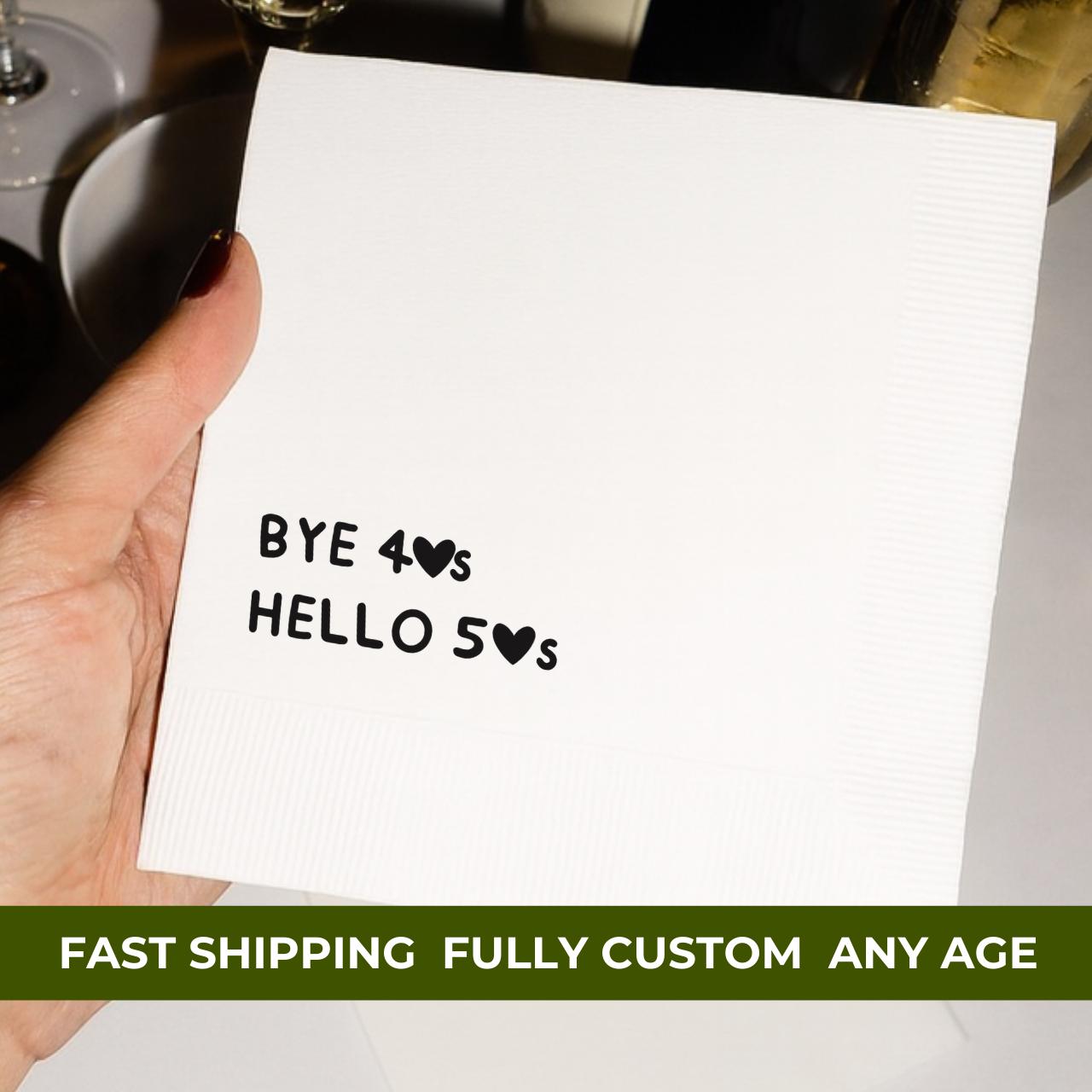 Bye 40's Hello 50's | Personalized 50th Birthday Napkins