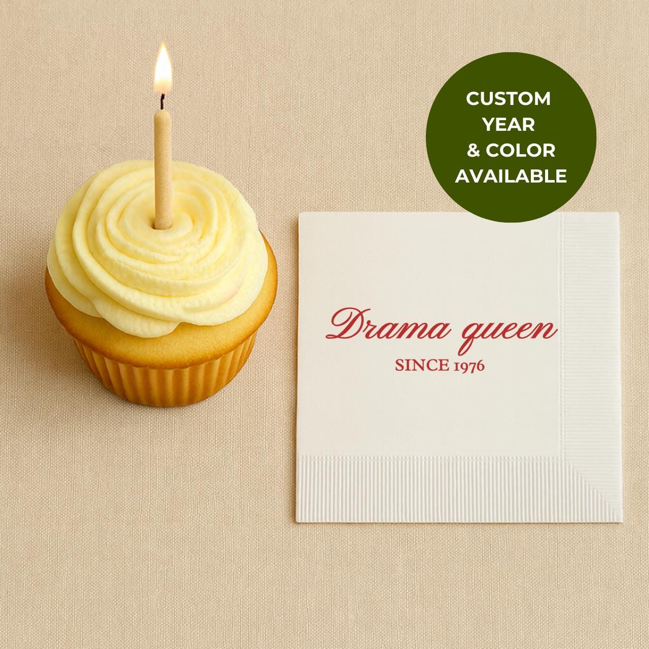 Drama Queen Since 1976 | Personalized 50th Birthday Napkins