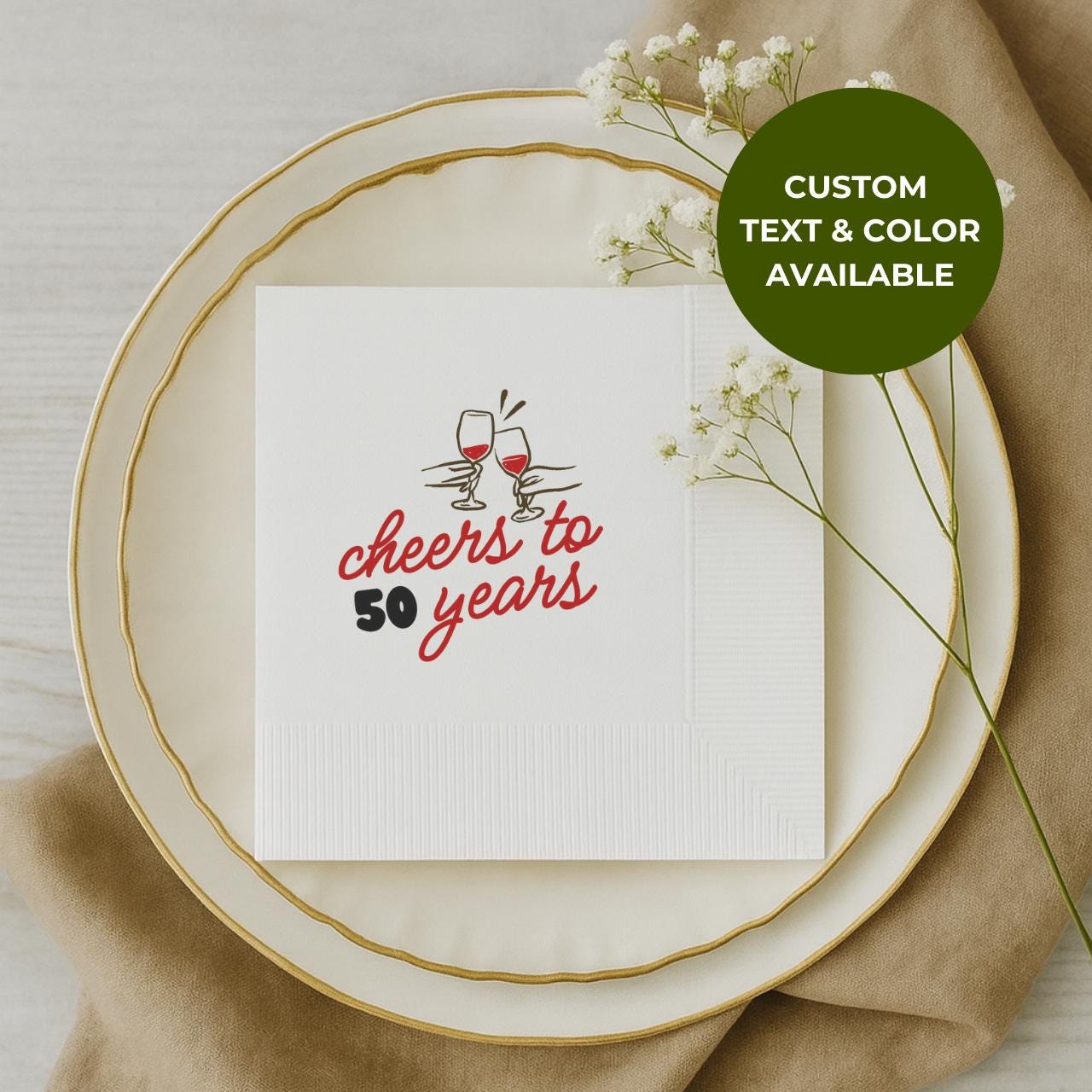 Cheers to 50 Years | Personalized 50th Birthday Napkins