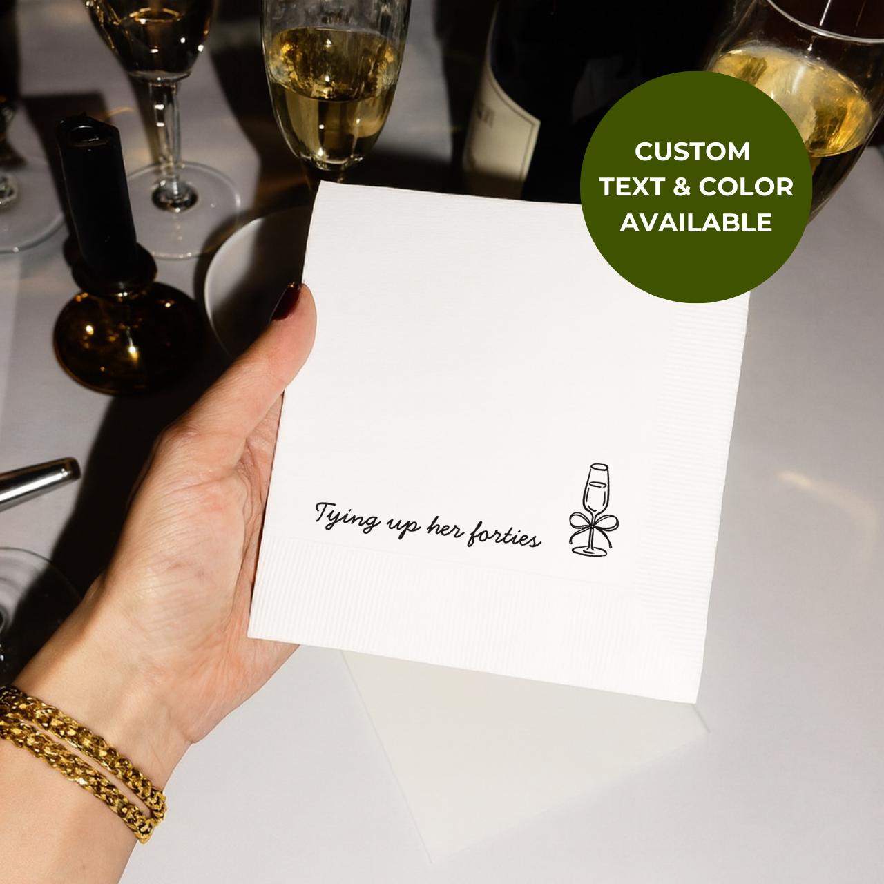 Tying Up Her Forties | Personalized 50th Birthday Napkins