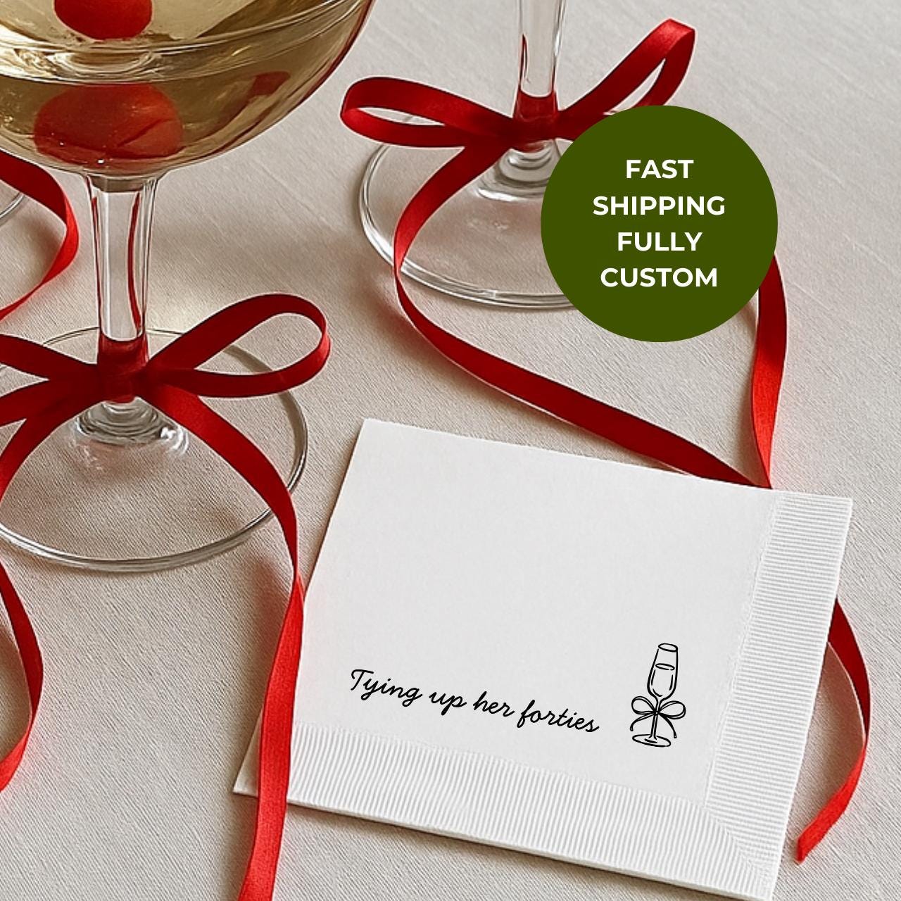 Tying Up Her Forties | Personalized 50th Birthday Napkins