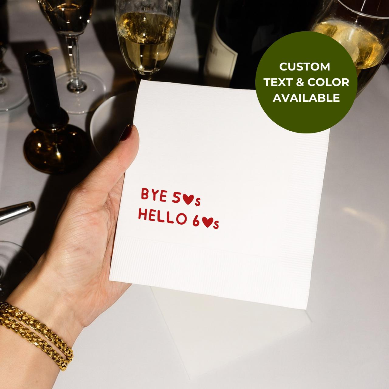 Bye 50's Hello 60's | Personalized 60th Birthday Napkins