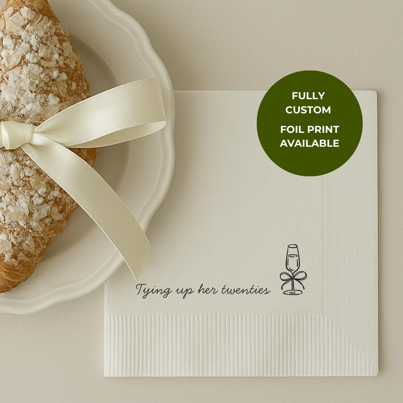 Tying Up Her Twenties | Personalized 30th Birthday Napkins