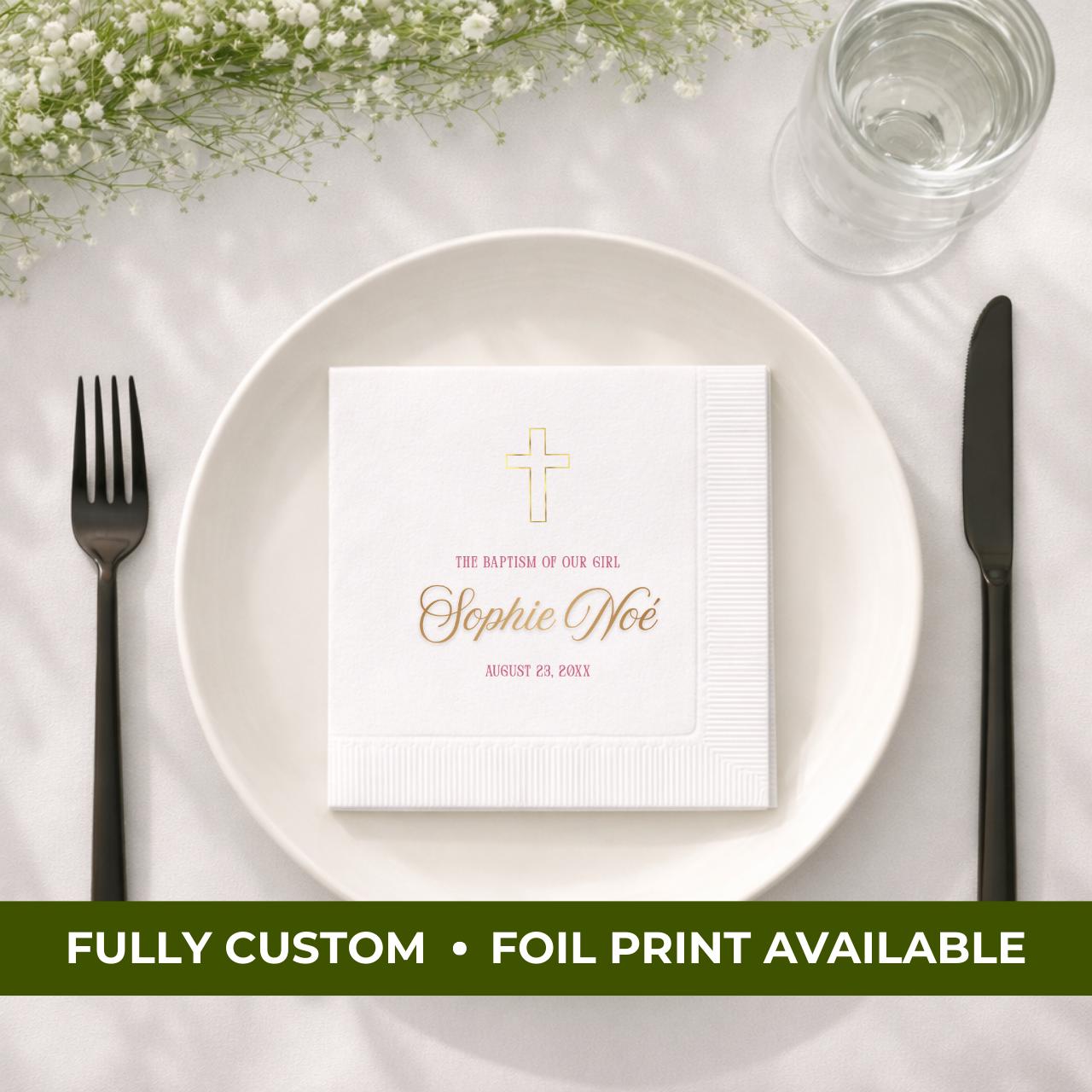 The Baptism of Our Girl | Name & Date | Personalized Baptism Napkins