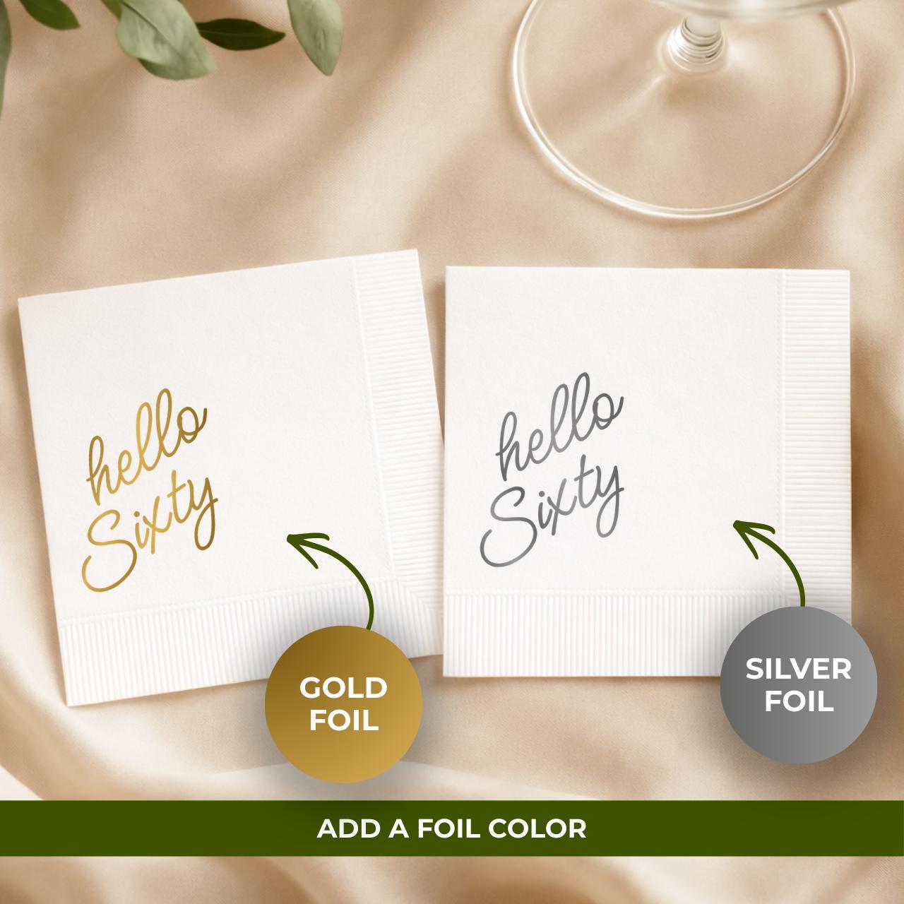 Hello Sixty | Personalized 60th Birthday Napkins