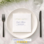 God Bless Greenery | Name & Date | Personalized Baptism Napkins