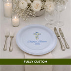 Blue Floral Cross | Name & Date | Personalized Baptism Plates