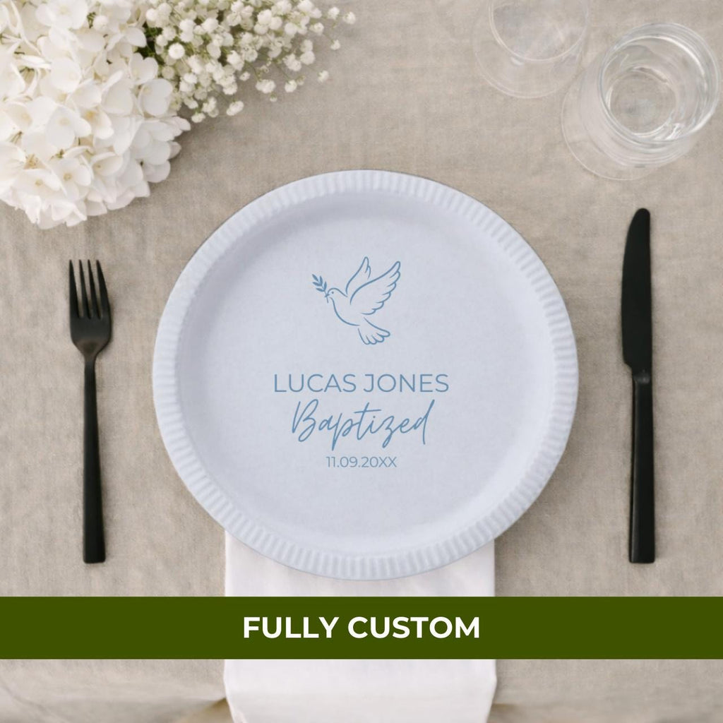Dove | Name & Date | Personalized Baptism Plates