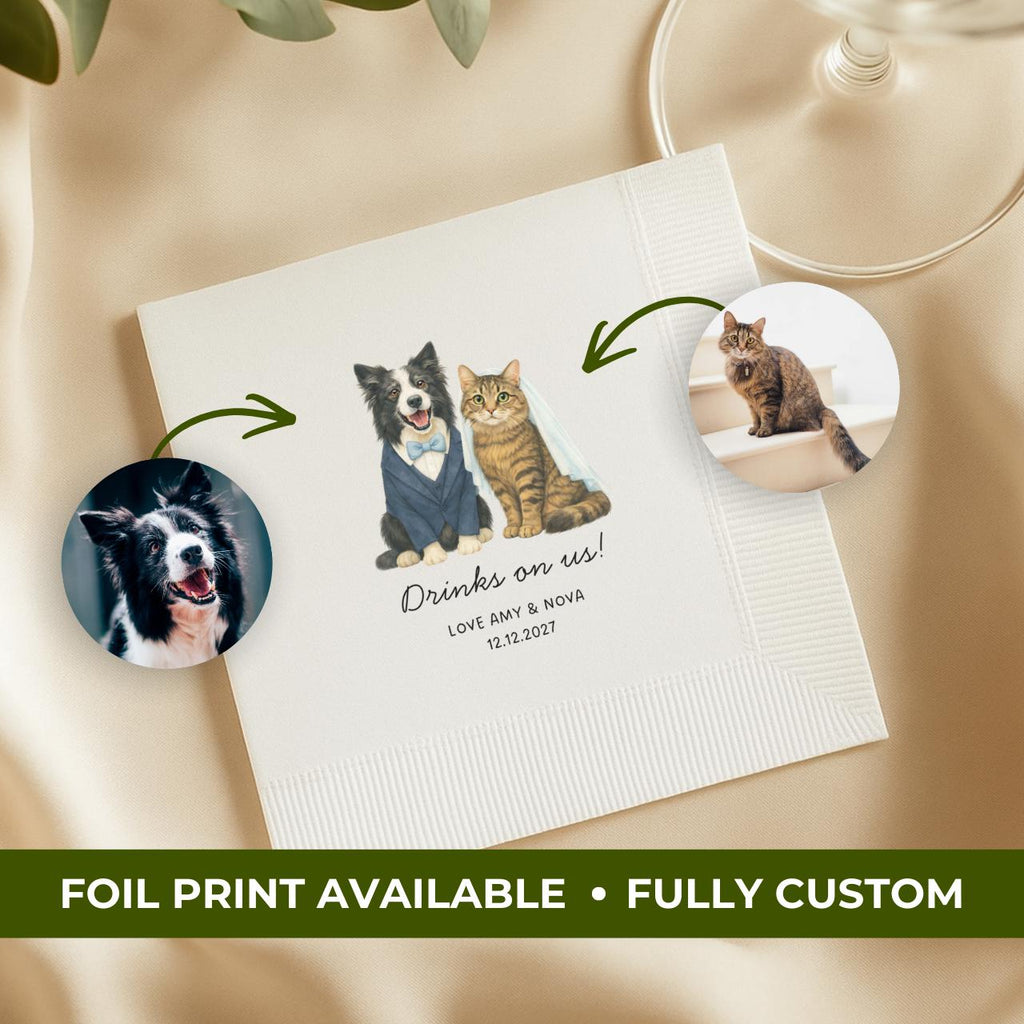 Watercolor Pet Portrait | Wedding Napkins