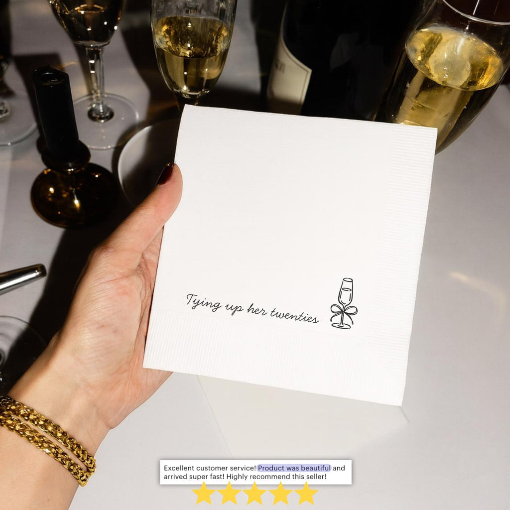 Tying Up Her Twenties | Personalized 30th Birthday Napkins