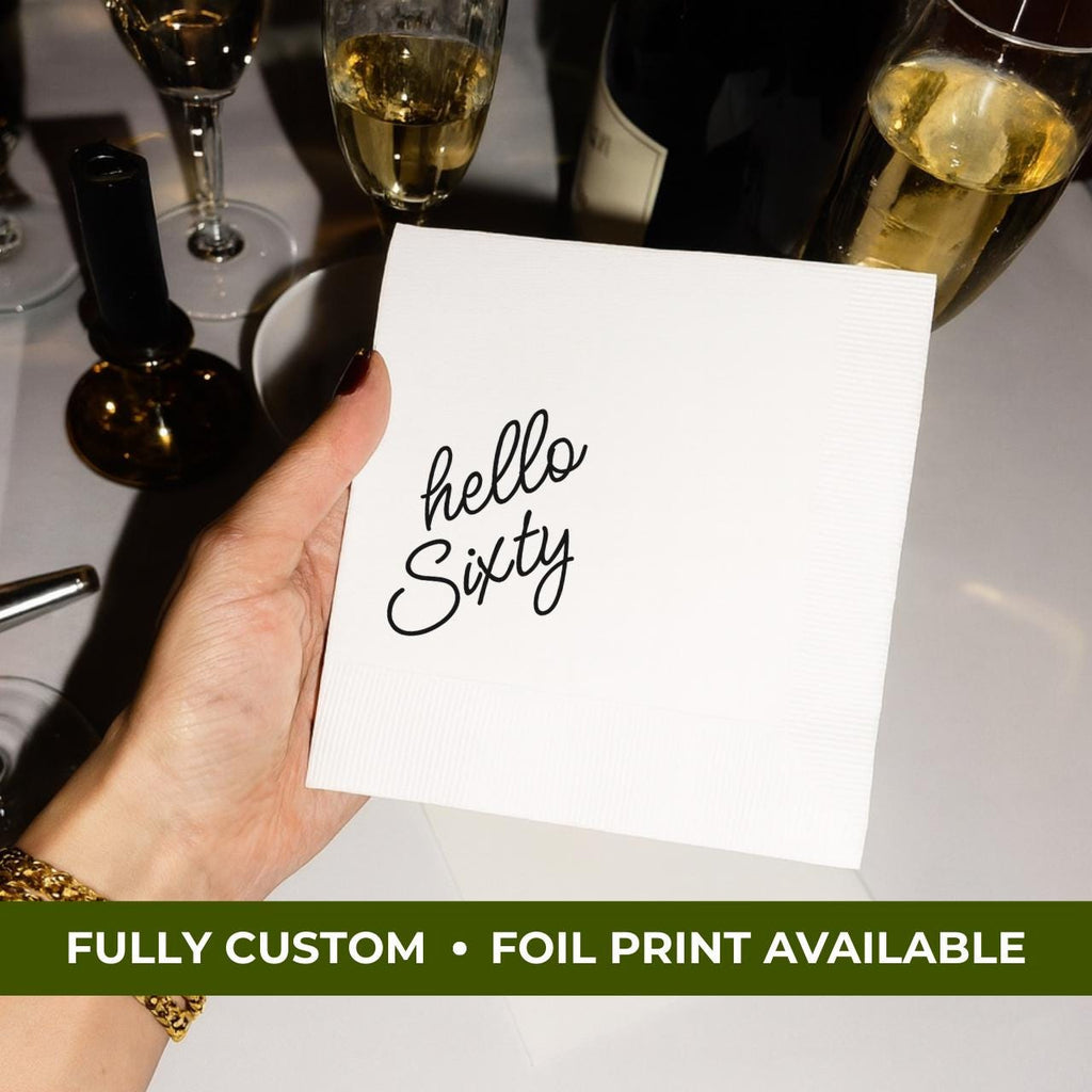 Hello Sixty | Personalized 60th Birthday Napkins