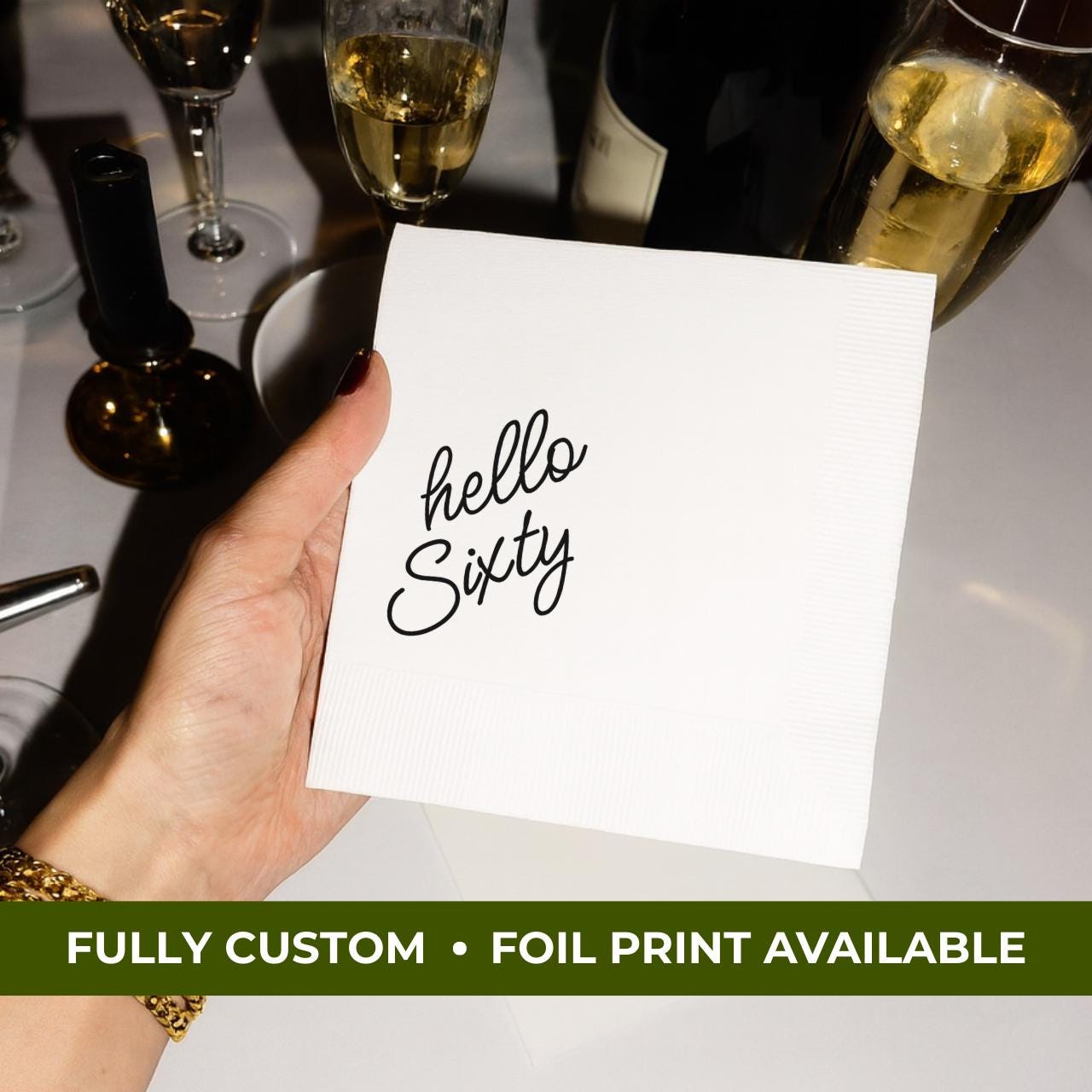 Hello Sixty | Personalized 60th Birthday Napkins