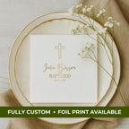 Outline Cross | Name & Date | Personalized Baptism Napkins
