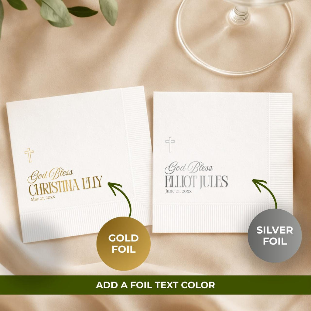 God Bless Classic | Name & Date | Personalized Baptism Napkins