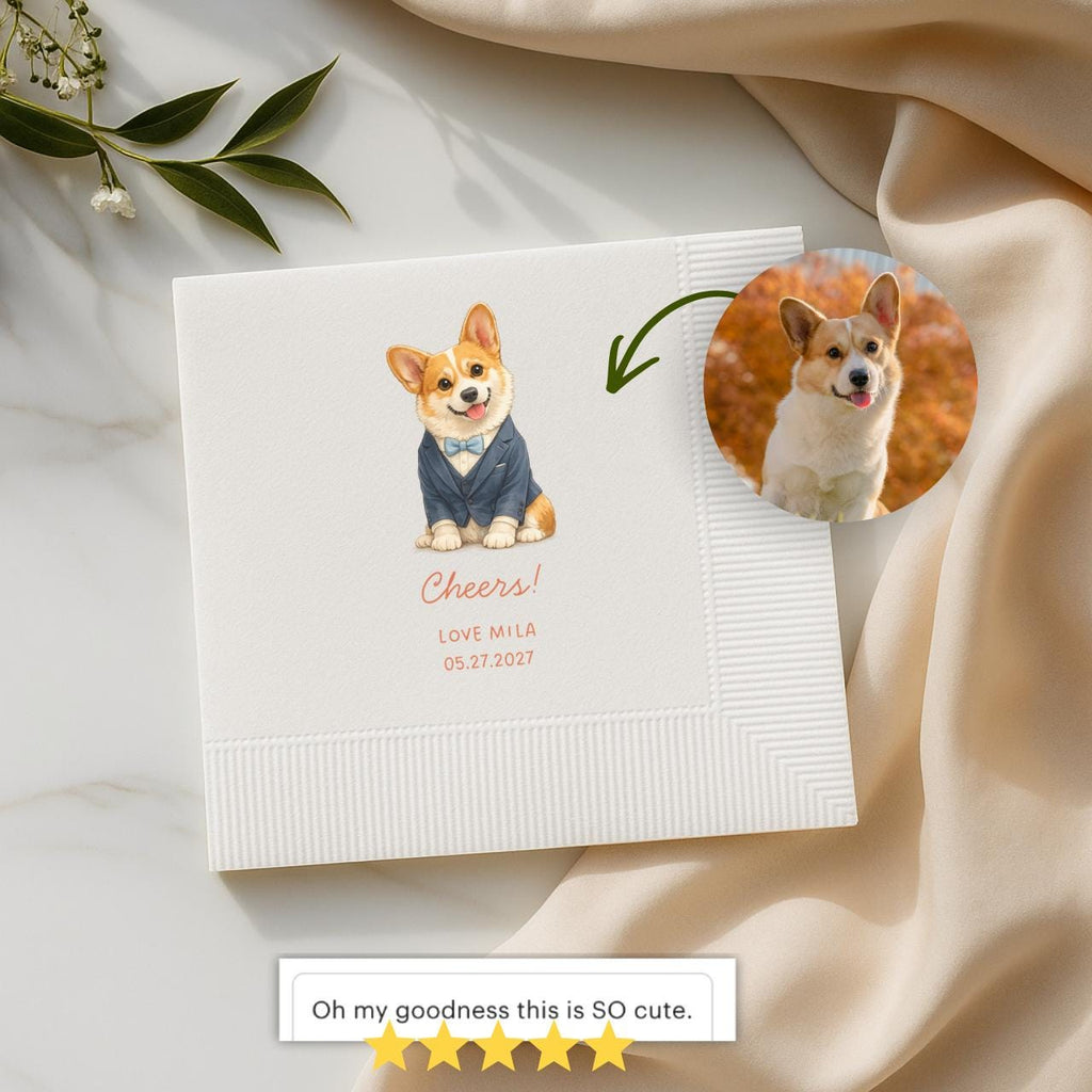 Watercolor Pet Portrait | Wedding Napkins