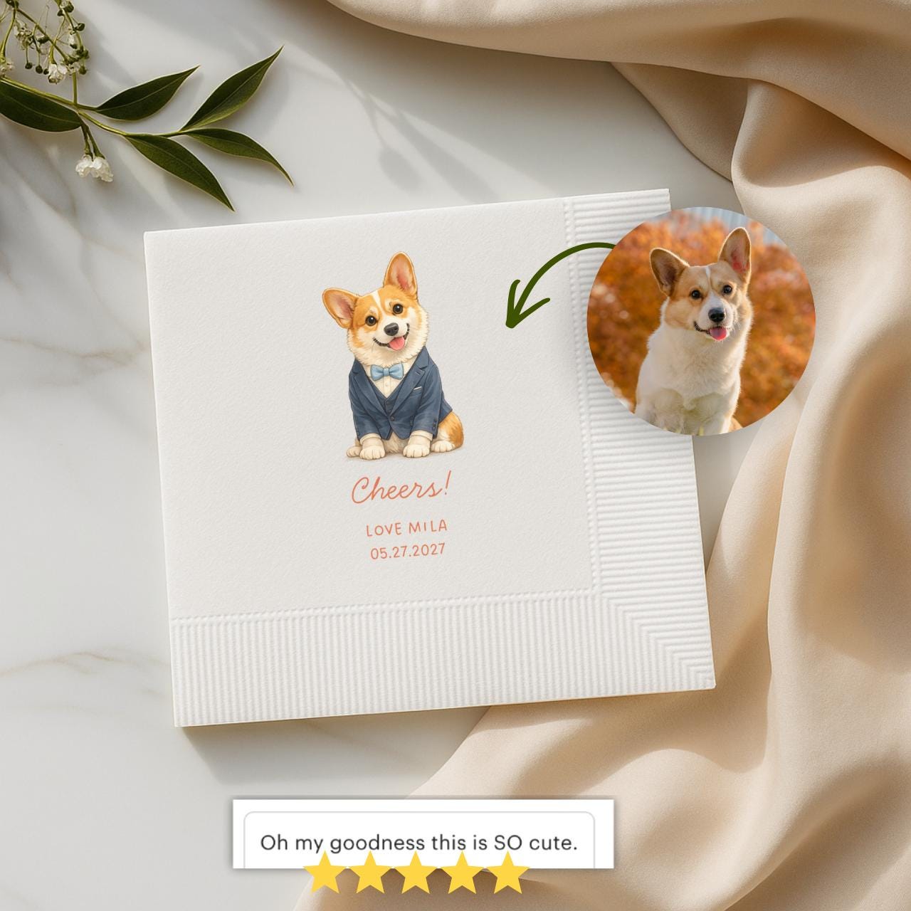 Watercolor Pet Portrait | Wedding Napkins