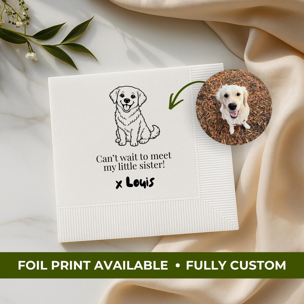 Pet Line Art Baby Announcement | Baby Shower Napkins