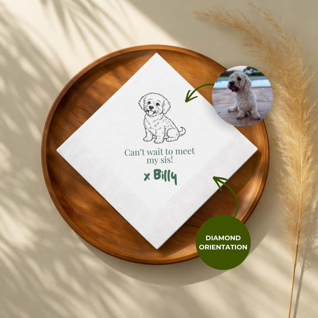 Pet Line Art Baby Announcement | Baby Shower Napkins