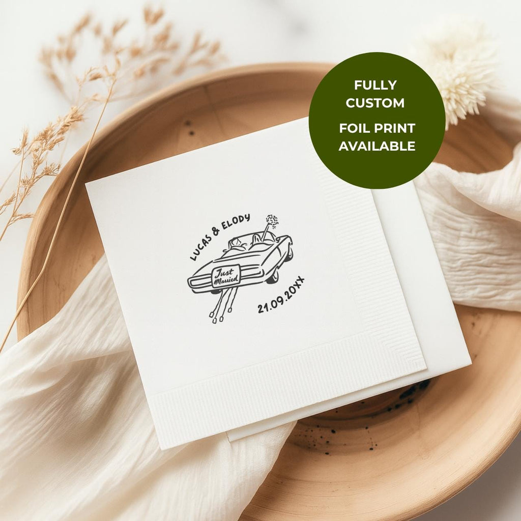 Just Married Car Wedding Napkins
