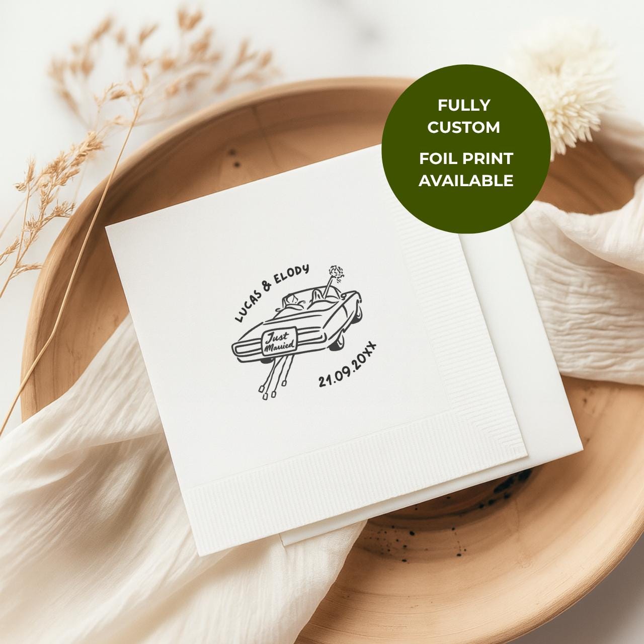 Just Married Car Wedding Napkins