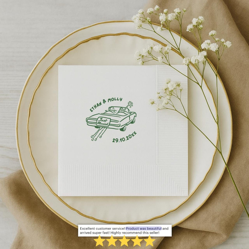 Just Married Car Wedding Napkins