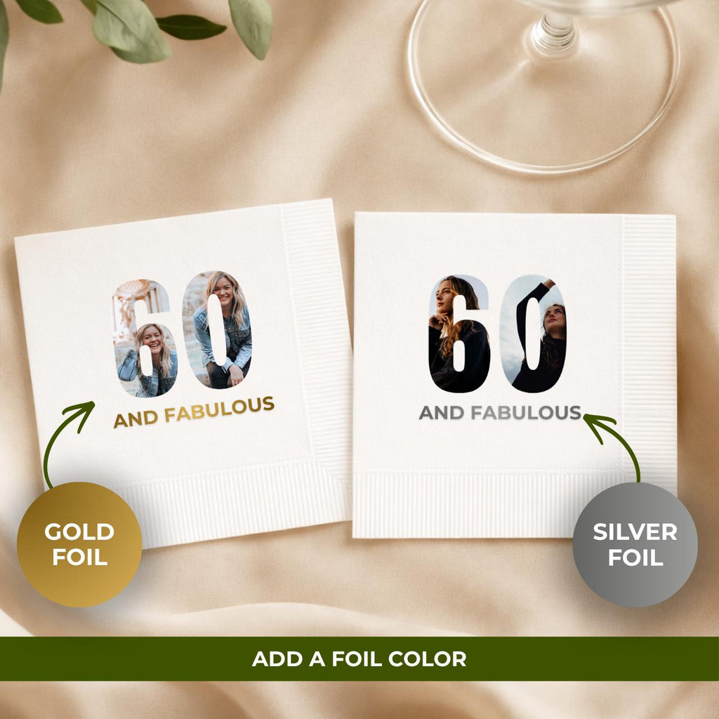 60 and Fabulous With Photo | 60th Birthday Napkins