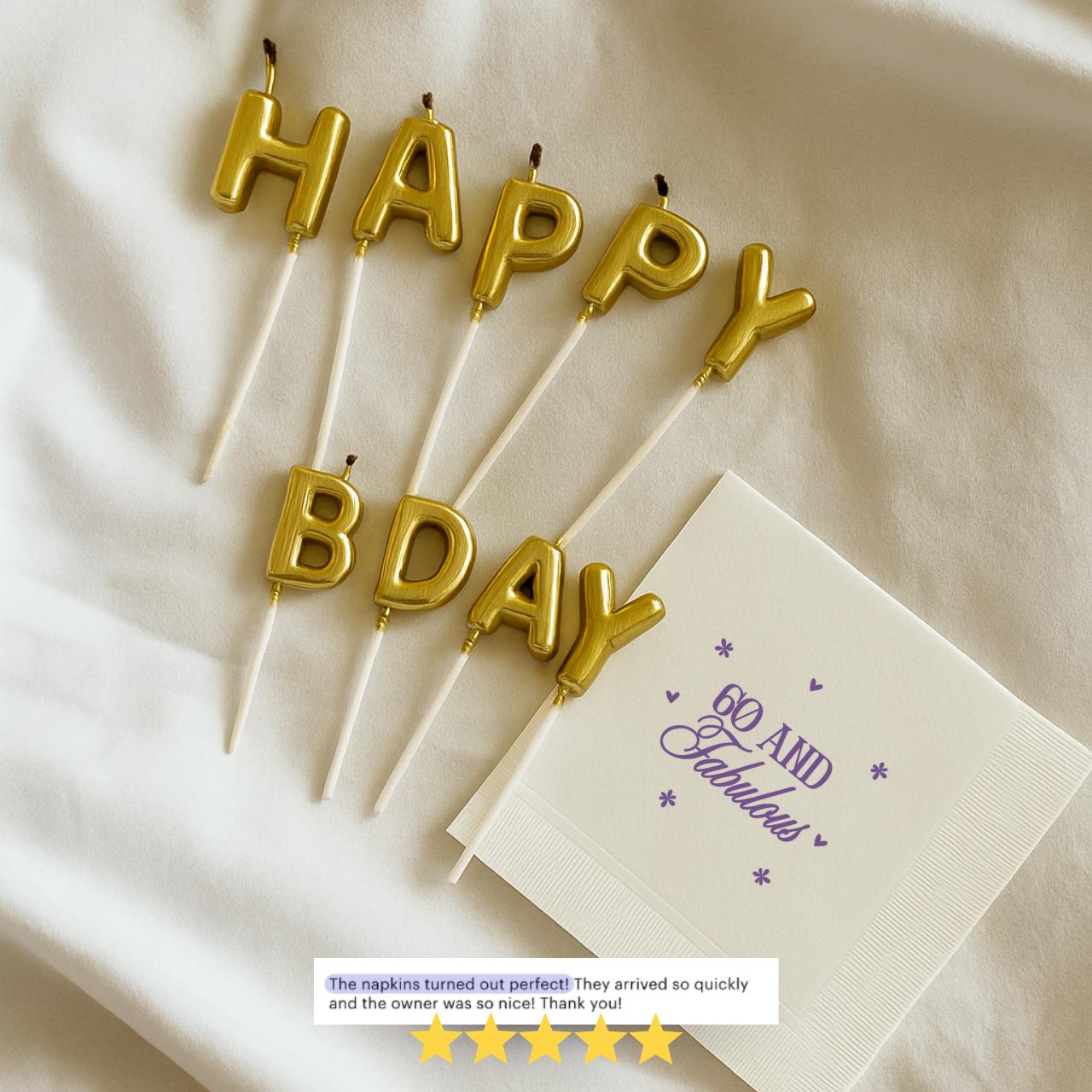 60 and Fabulous | Personalized 60th Birthday Napkins