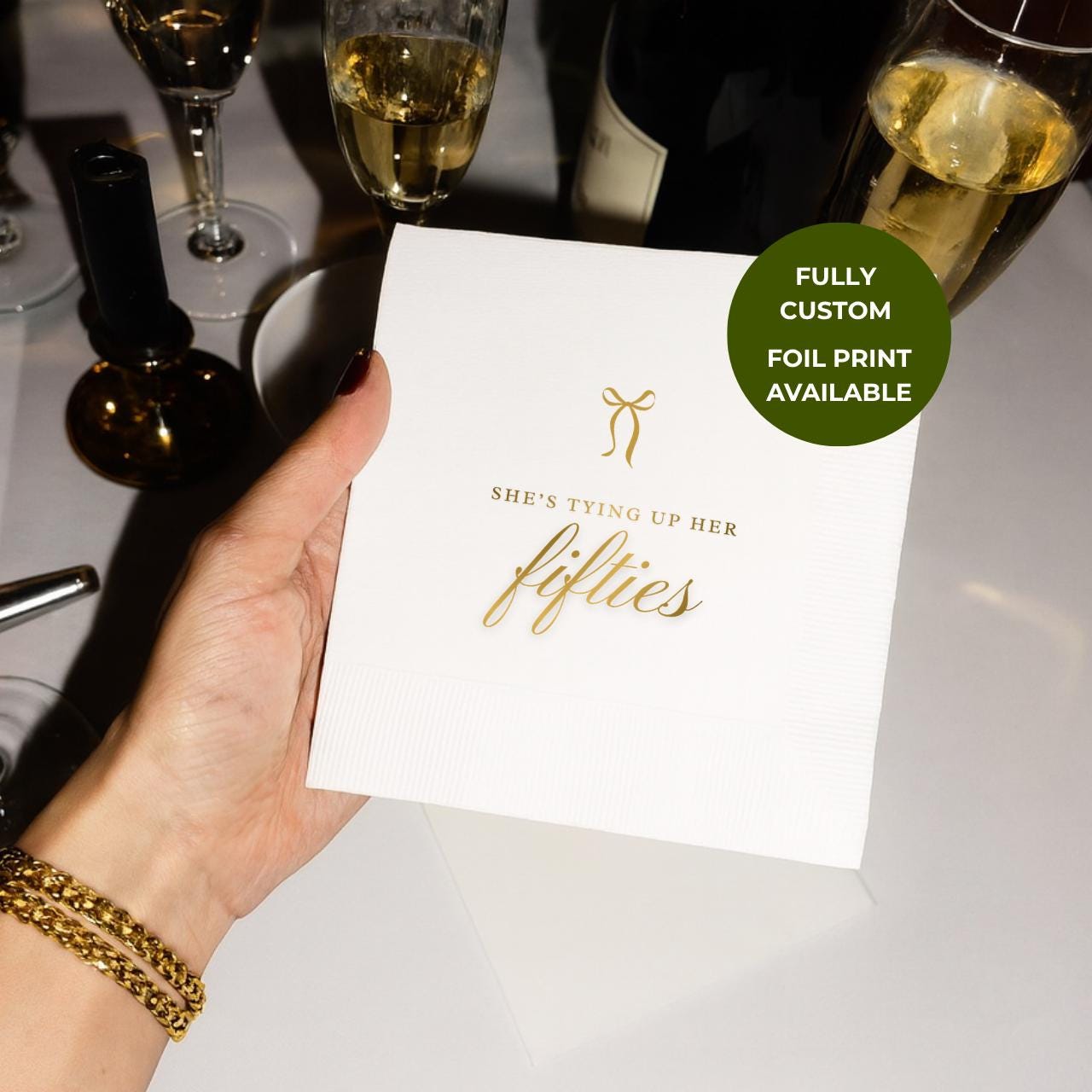 She's Tying Up Her Fifties | Personalized 60th Birthday Napkins