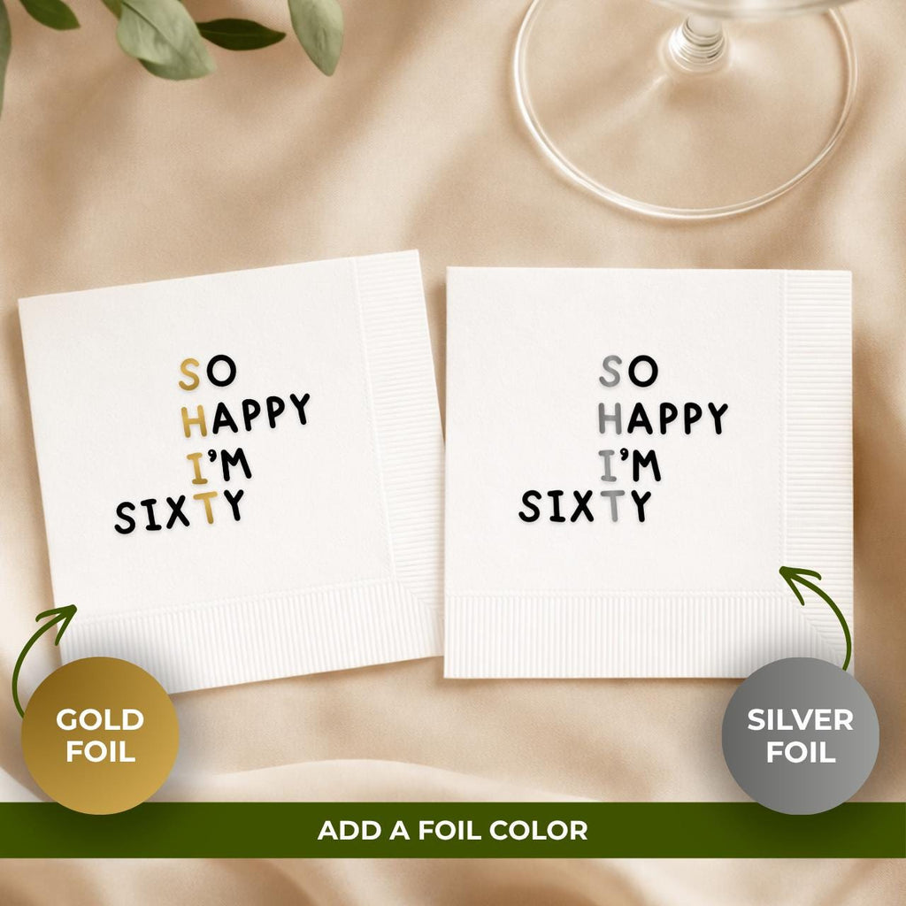 So Happy I'm 60 | Personalized 60th Birthday Napkins