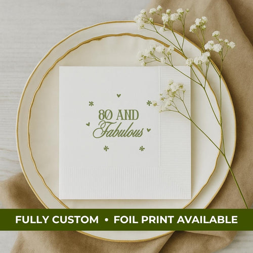 80 and Fabulous | Personalized 80th Birthday Napkins