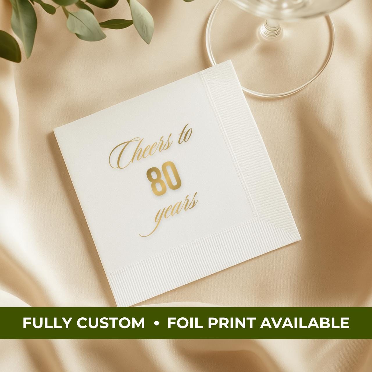 Cheers to 80 Years | Custom 80th Birthday Napkins