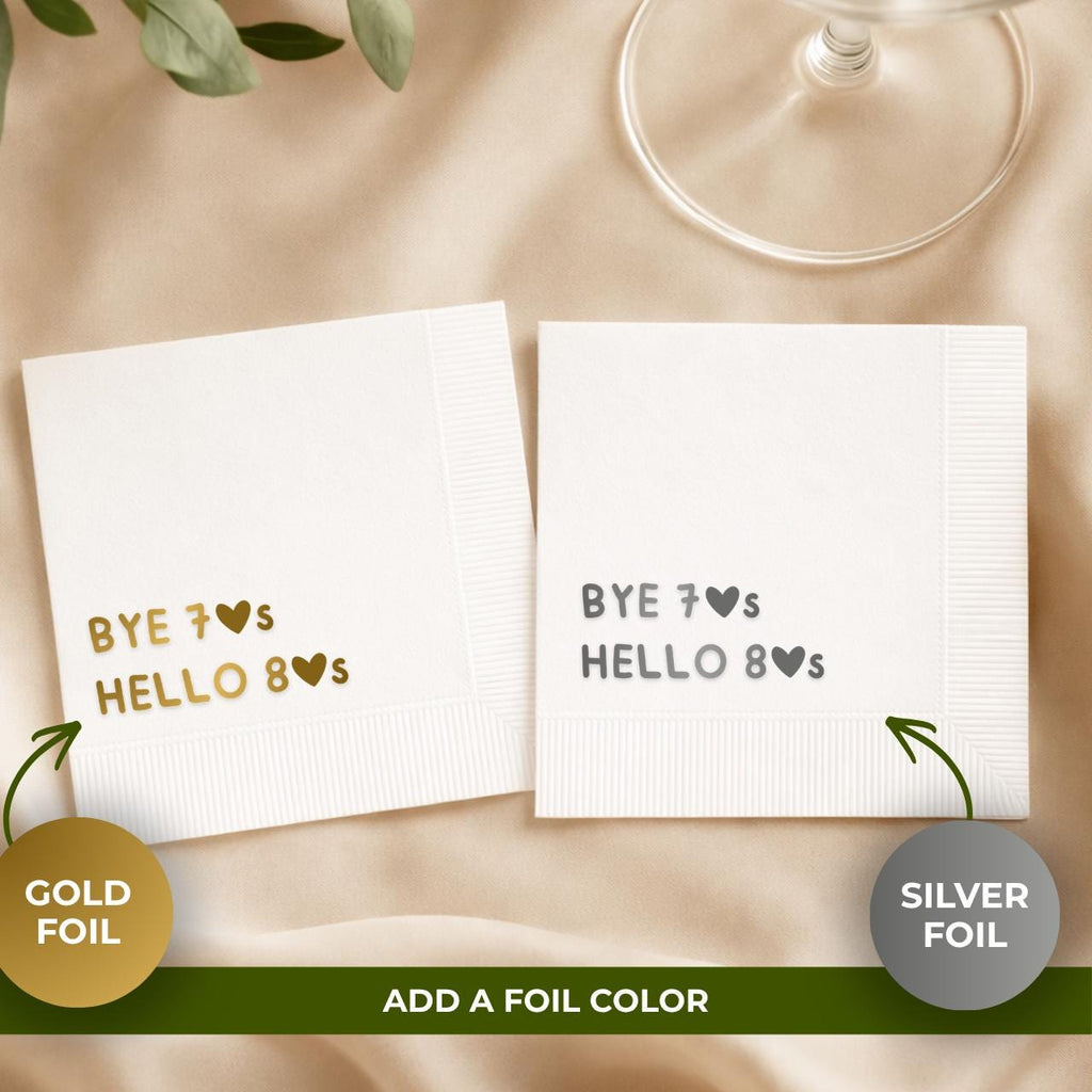 Bye 70's Hello 80's | Personalized 80th Birthday Napkins