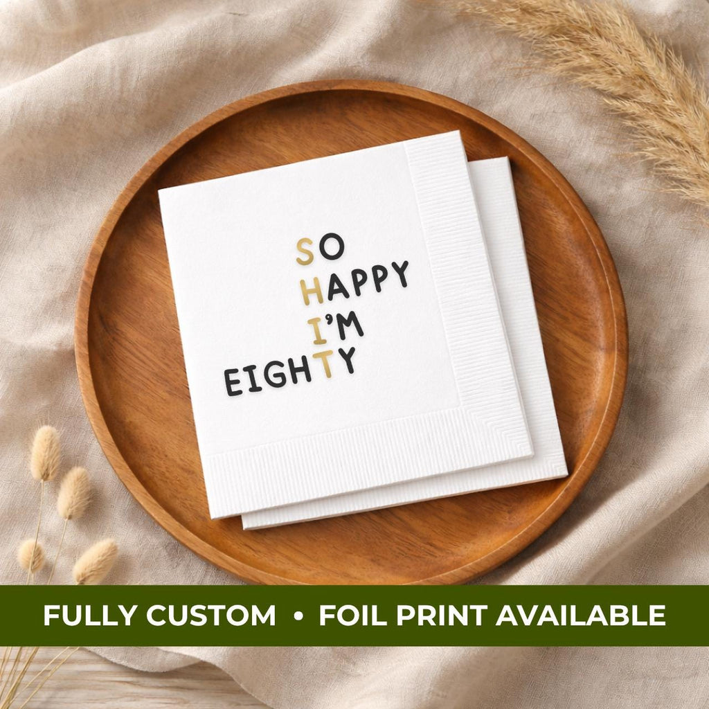 So Happy I'm 80 | Personalized 80th Birthday Napkins